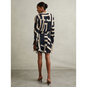 REISS CIARA Geometric Print Belted Mini Dress